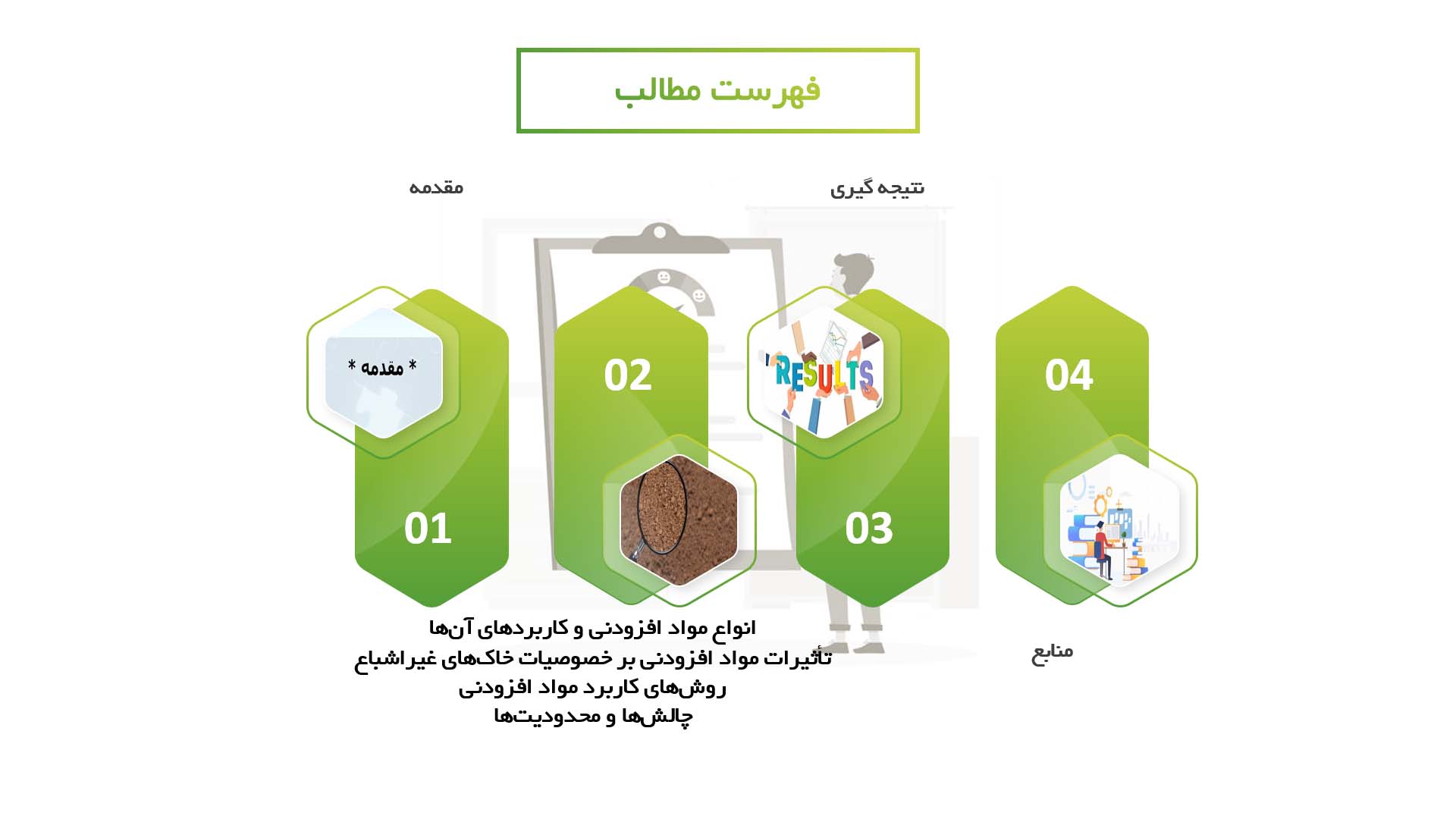 پاورپوینت در مورد استفاده از مواد افزودنی در تثبیت خاک‌های غیراشباع